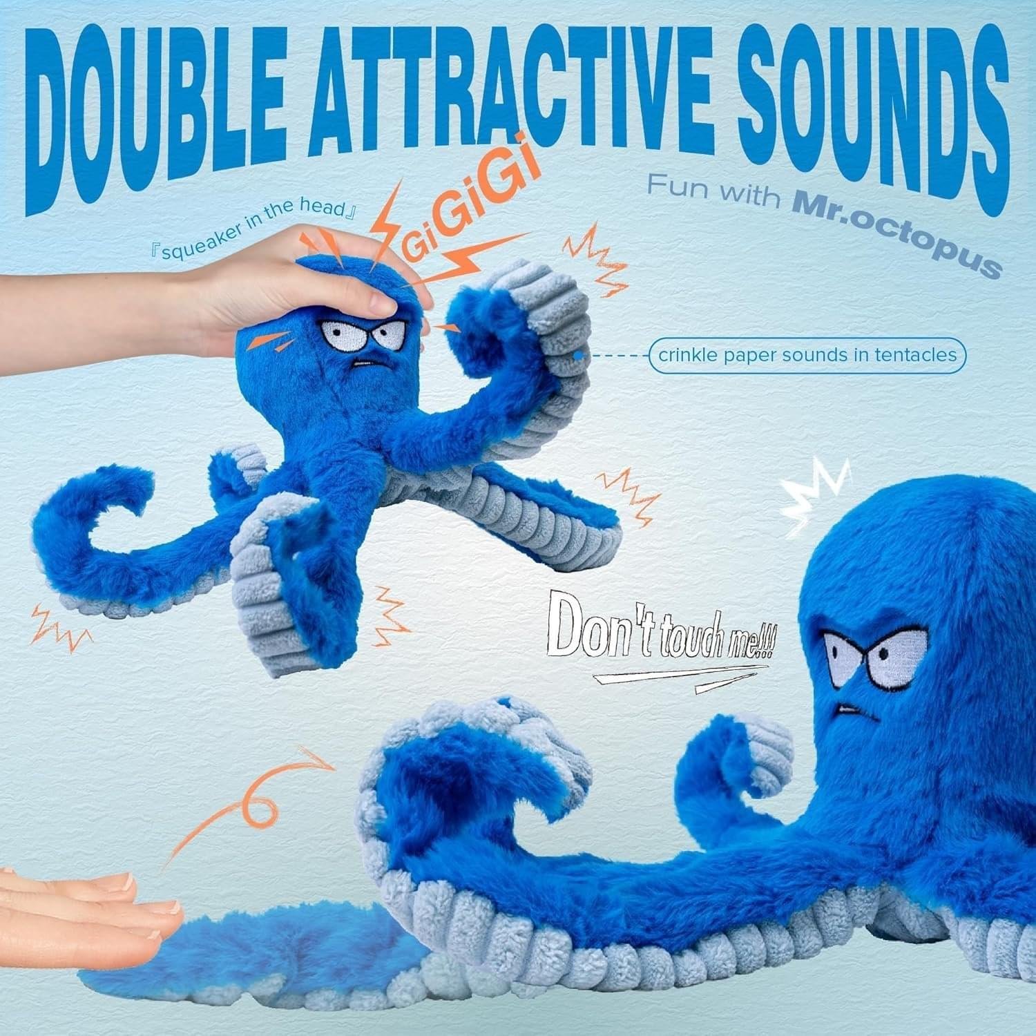 Blue Octopus Dog Toy – Tough Chew, Squeaky & Interactive Fun - Image 2
